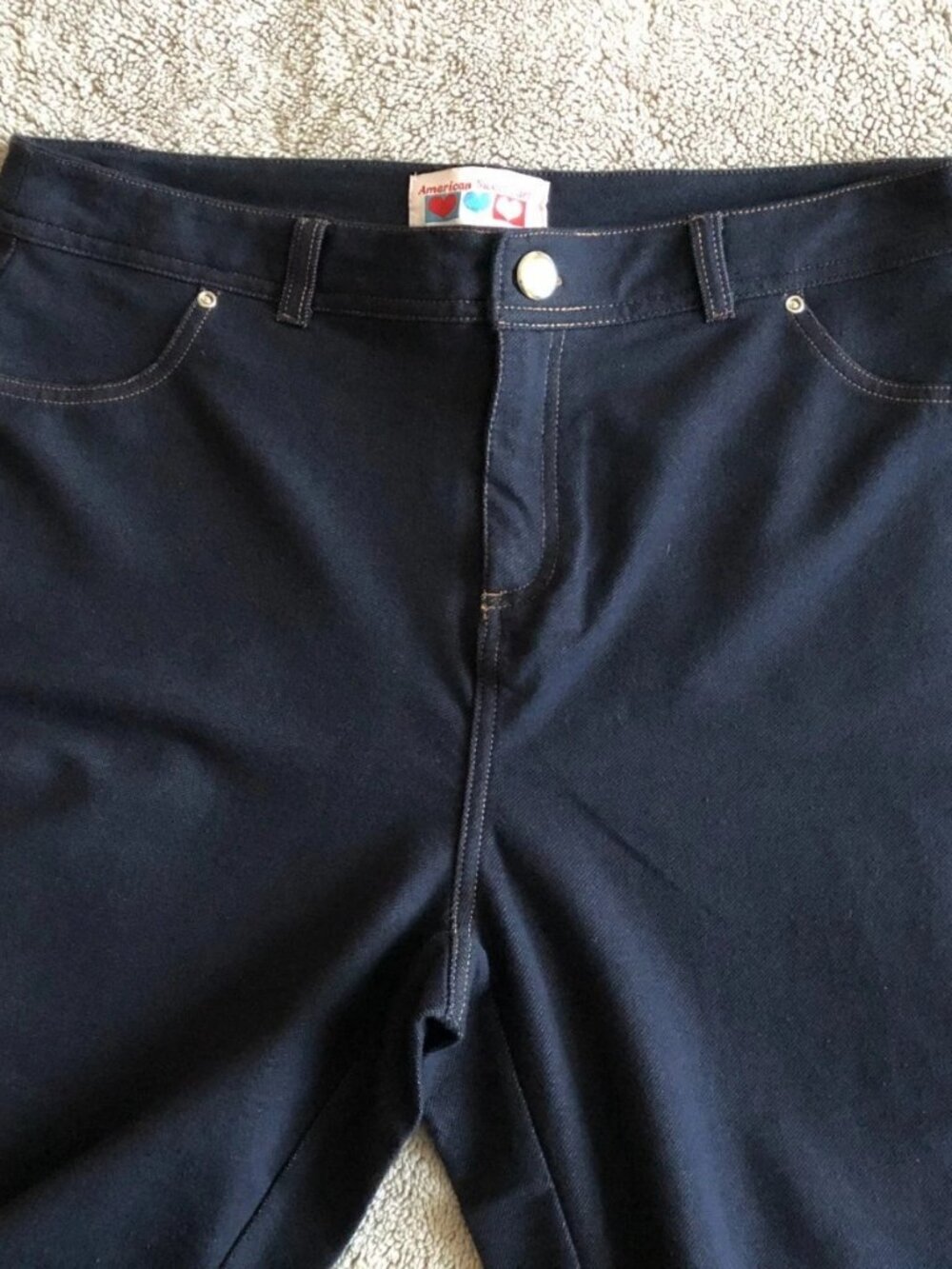 American Sweetheart Women's Comfortable Pants Size L/P Soft Stretch Dark Blue - Picture 4 of 16